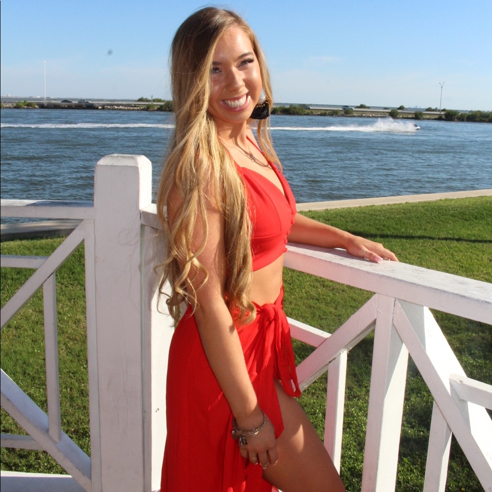 Forever 21 red two piece set